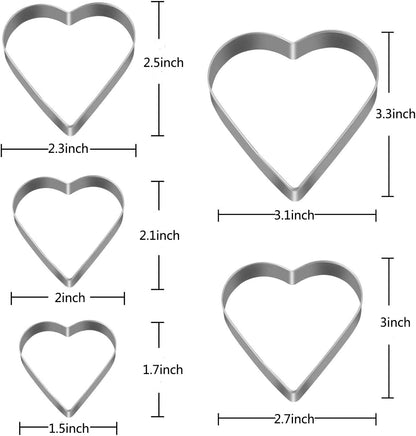 Heart Star Cookie Cutters Set, Valentine’s Day Heart Shaped Biscuit Cutters with Storage Box