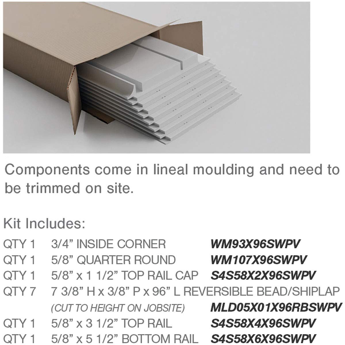 Ekena Millwork - WPKP104BBD, Deluxe Beadboard, 8' Length PVC Wainscoting Kit, 56" Height, White
