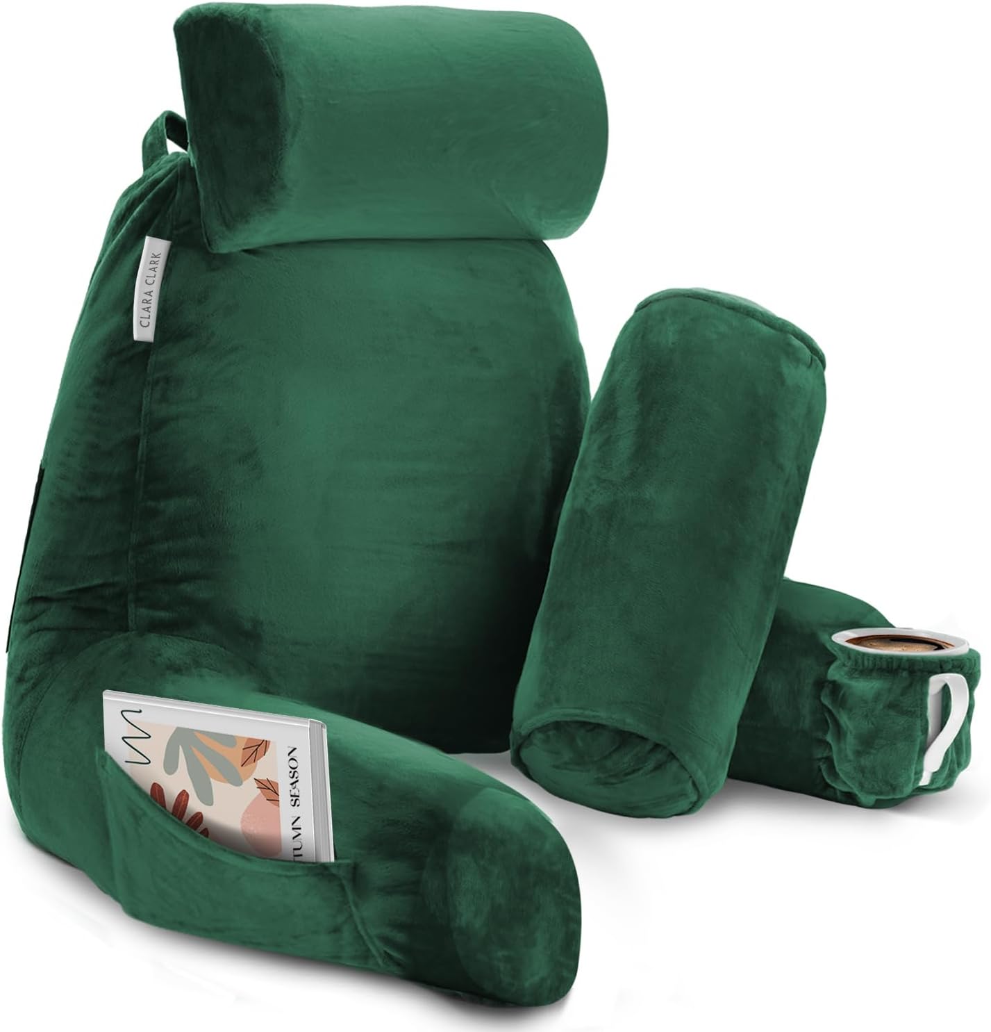 2 Clara Clark Reading Pillow with Shredded Memory Foam Includes Neck and Lumber Support Pillows, Designed for Sitting