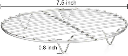 TeamFar Round Cooling Rack Set of 4 - 7½ Inch Stainless Steel Baking Steaming Roasting Rack Set for Pot Air Fryer