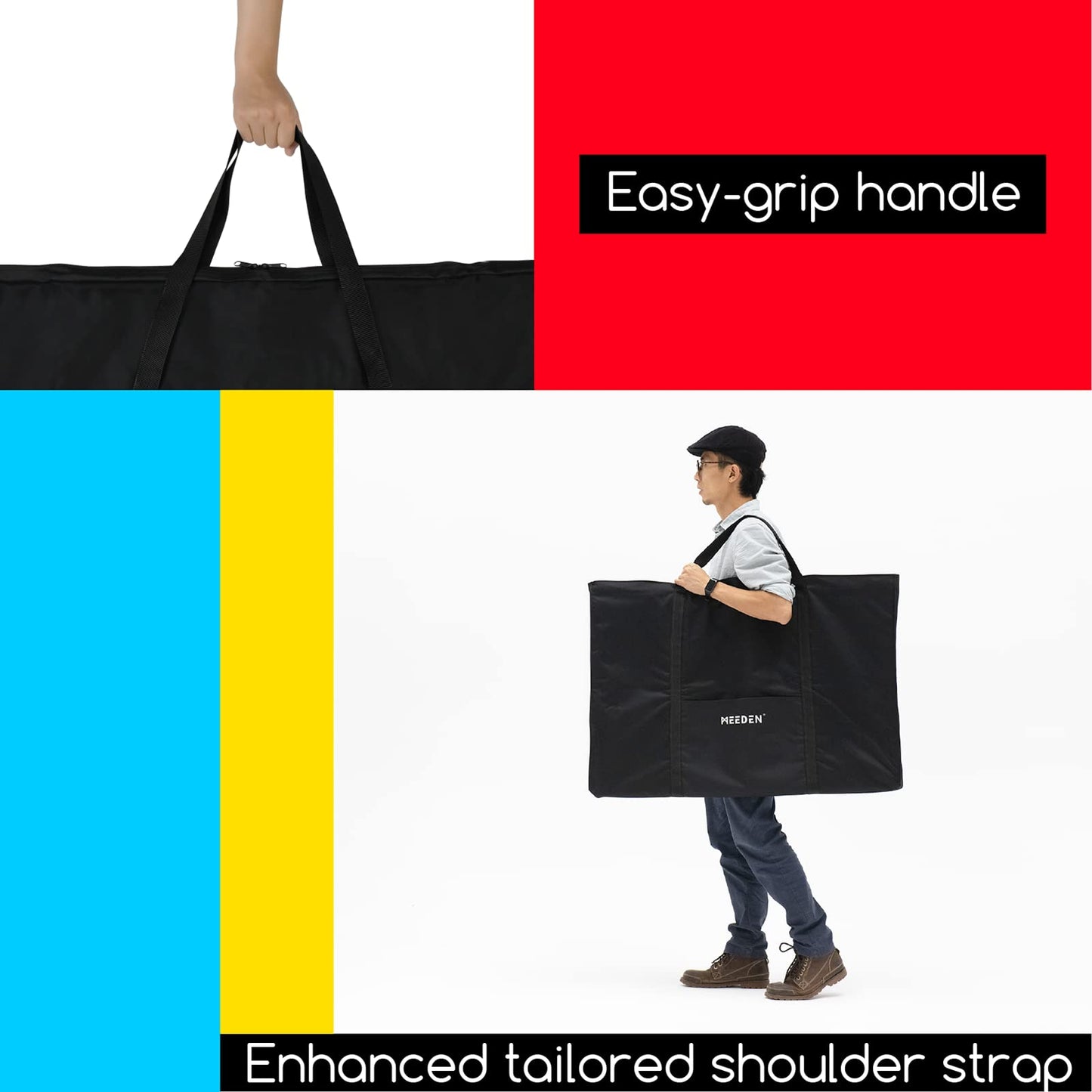 MEEDEN Soft Art Portfolio Bag: 24 x 36 Inch Black Art Canvas Portfolio Case - Waterproof 600D Oxford Carrying Storage Case for Artwork, Poster, Sketching, and Drawing