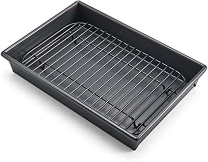 Chicago Metallic Petite Roast Pan Set - Nonstick 10x7 Inch Toaster Oven Baking Pan for Small Batch Cooking