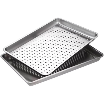 ONNESOL 23.5"x15.5" 304 Stainless Steel Baking Pan & Crisping Tray Set