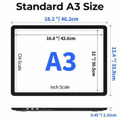 Heanolier Rechargeable A3 Light Board with Stand & Bag for Diamond Painting,5100 Lux Magnetic Light Pad with Side Buttons,Wireless Light Box for Tracing,LED Light Table for Sketching,Drawing,Artcraft
