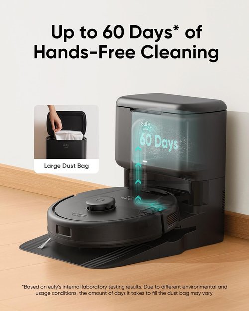 Eufy L60 Robot Vacuum - Self-Emptying Station & Hair Detangling Tech | 60 Days Hands-Free Cleaning, 5,000 Pa Suction