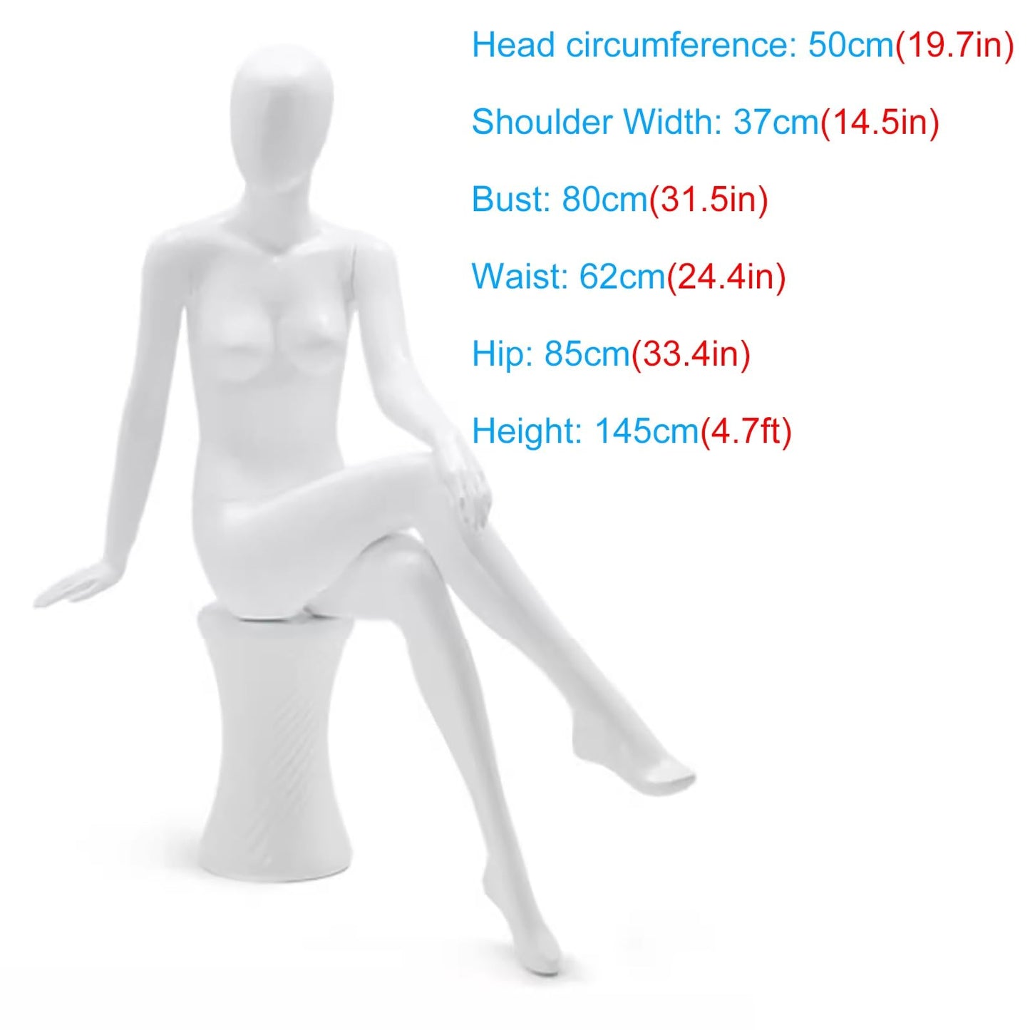 Premium Full Body Female Mannequin - Sturdy White Plastic Dress Form with Head, Perfect for Women’s Clothing Display, Retail, Fashion Shows, Size Style 4