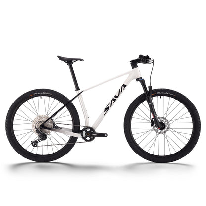 SAVADECK Carbon Fiber Mountain Bike with Shimano Deore M6100 12-Speed, MTB Bicycle with Hydraulic Disc Brakes(White, 27.5 * 17)