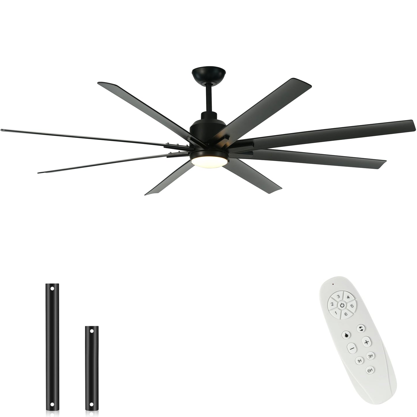 FINXIN Indoor Ceiling Fan Light Fixtures Black Remote LED 72 Ceiling Fans For Bedroom,Living Room,Dining Room Including DC Motor,8-Blades,Remote Switch