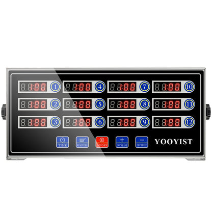 YOOYIST Precision Kitchen Timers for Cooking – 12 Channel Commercial Kitchen Timer Restaurant Kitchen Supplies – Stainless Steel Digital LED Chef Cooking Timer – Reminder Function, Loud Alarm, Black