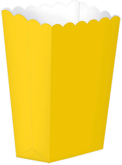 Adorable Yellow Sunshine Small Scalloped Popcorn Box, 5.25" x 3.75", 5 Pieces, Ideal for Parties