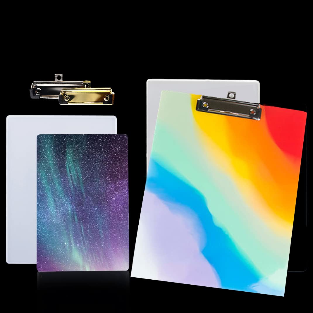 DIYBravo 2 PCS A4 A5 Clipboard Resin Molds Portfolio Drawing Board Epoxy Casting Molds with 2 Metal Accessories Letter Size File Folder Silicone Mold for DIY Sketch Board (2 molds and 2 Clips)