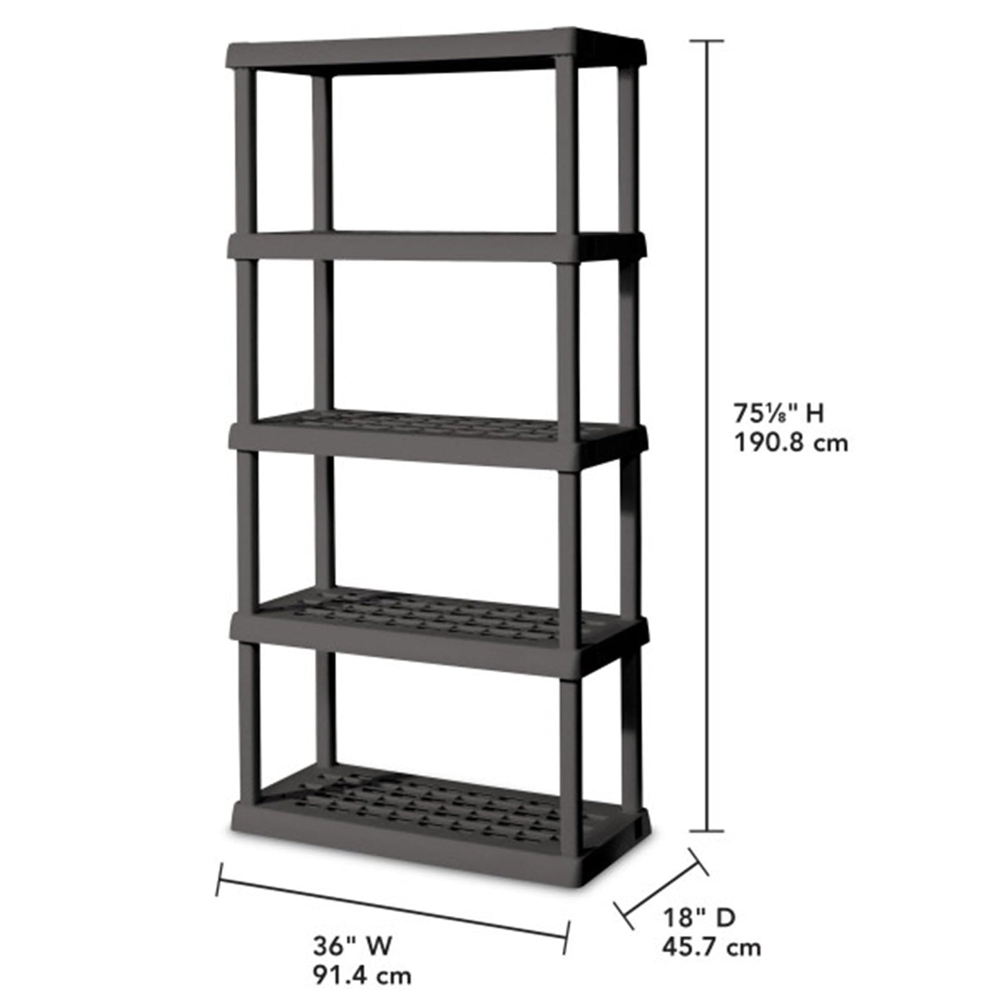 Sterilite 4 & 5 Shelf Plastic Storage Units Bundled with Easy to Assemble Storage Cabinet for Garage, Pantry & Kitchen Organization, 4 Shelves, Gray