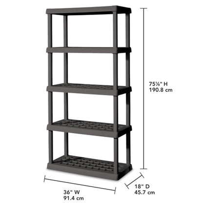 Sterilite 4 & 5 Shelf Plastic Storage Units Bundled with Easy to Assemble Storage Cabinet for Garage, Pantry & Kitchen Organization, 4 Shelves, Gray