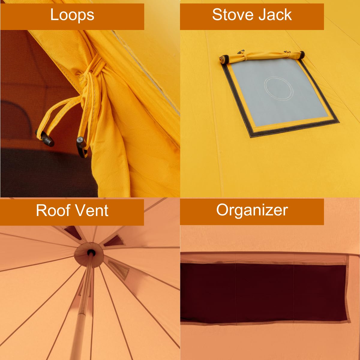 WHITEDUCK Regatta Canvas Bell Tent - w/StoveJack, Waterproof, 4 Season Luxury Camping and Glamping Yurt Tent Outdoor (16.5' (5M), Water Repellent, Tuscan Sun)