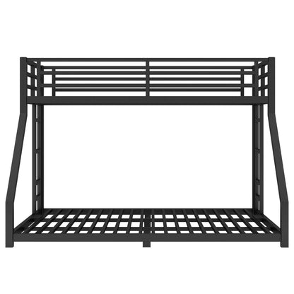 KEIKI Twin XL Over Queen Bunk Bed Metal Frame, Heavy Duty Bunk Bed with Ladder & Safety Guardrail, Noise Free, No Box Spring Needed, Space Saving Bed for Teens & Adults, Black