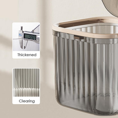 Tomonobu Mini Trash Can with Lid, Removable Small Garbage Can for Countertop, Bathroom, Desktop, Transparent Storage
