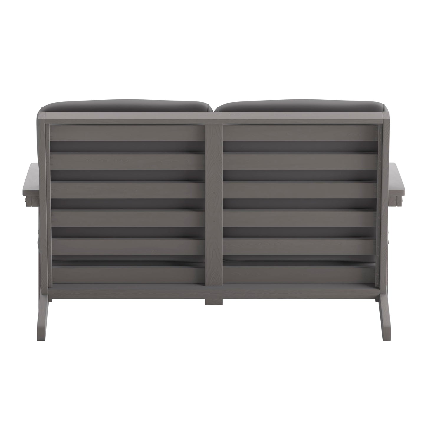 Flash Furniture Charlestown Adirondack Style Deep Seat Patio Loveseat with Cushions - Gray Poly Resin Frame - Gray All-Weather Cushions - Indoor/Outdoor