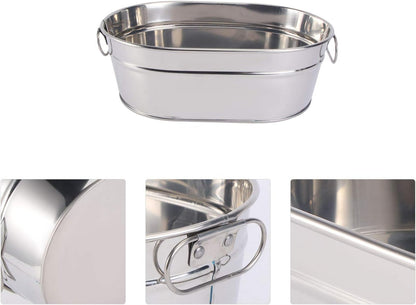 DOITOOL Galvanized Metal Tub, Oval Beverage Tub for Parties, Ice Bucket, Storage Bucket, 8.84x6.01x3.14 inch