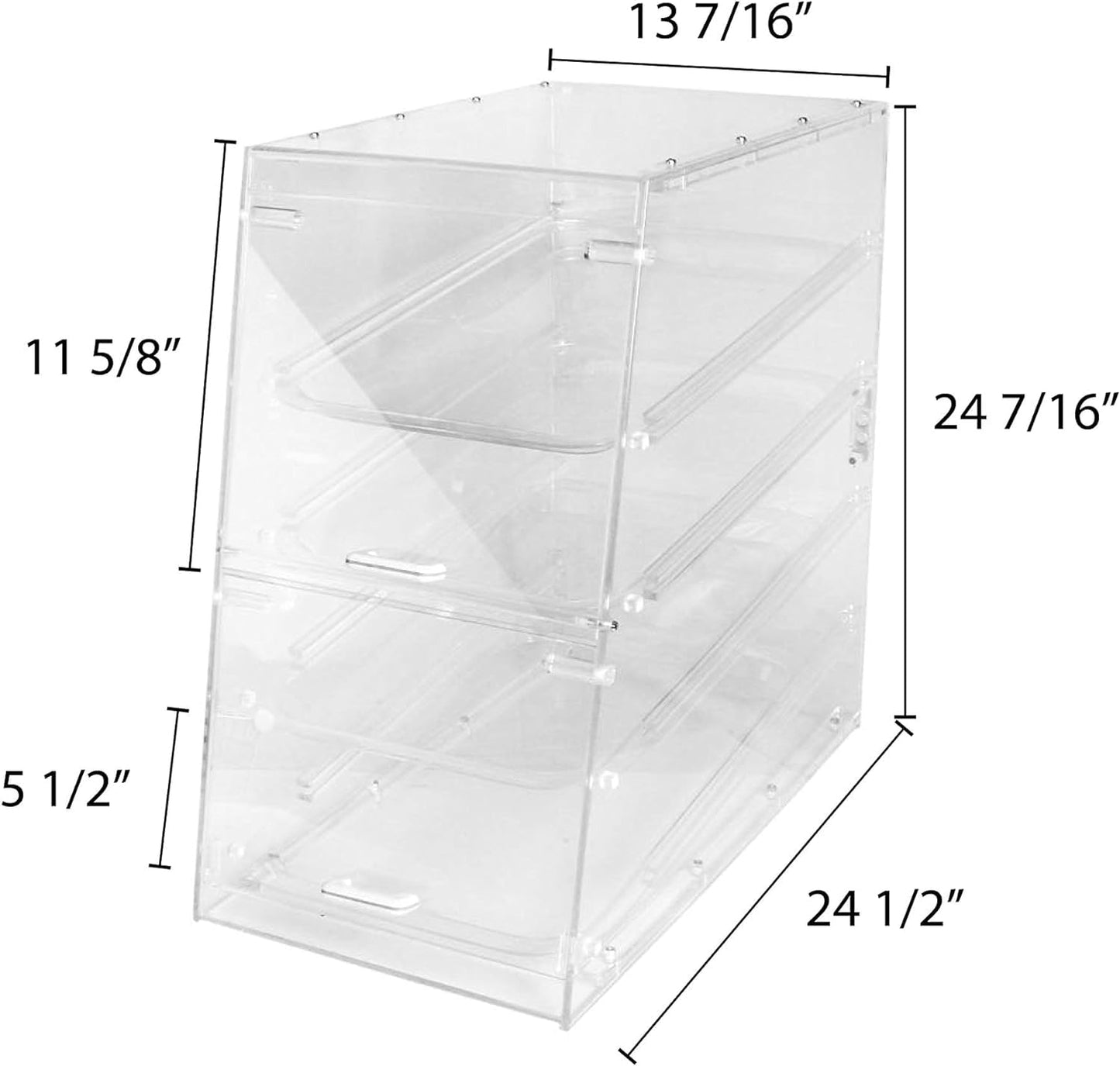 TrueCraftware- 4 Tray Countertop Bakery Display Case with Rear Doors 14" x 24" x 24"- Pastry Case Box Retail Commercial Home use for Bagels Baked Goods Bread Donuts Vegetables