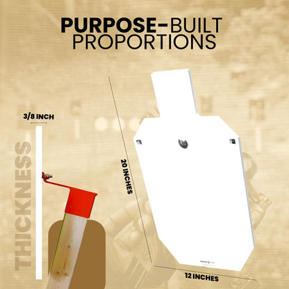 RangeTime AR500 Steel Shooting Target Stand System 12x20 1/2" IPSC Target Silhouette Plate, 2x4 Target Stand & Lok Mount, Heavy Duty Shooting Targets Stand for Rifle & Pistol Range Practice USA Made