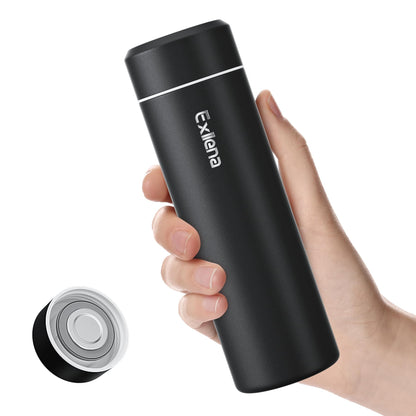 【Upgraded】Exllena Small Insulated Water Bottle 12 oz/350ml– Mini Insulated Water Bottle for Hot & Cold Drinks, Perfect Small Water Bottle for Travel, Purse...(Black)