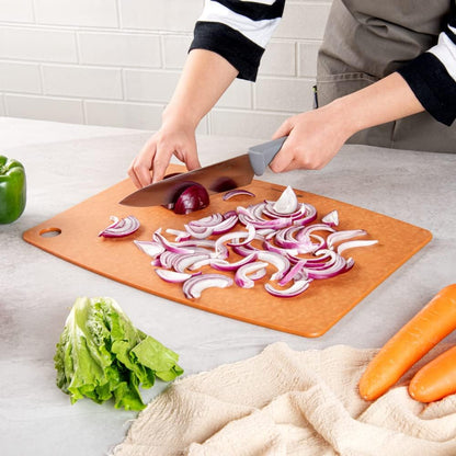 Restaurantware Nature Tek 17.3 x 12.8 Inch Double-Sided Chopboard, Durable Cutting Board with Thumb Hole