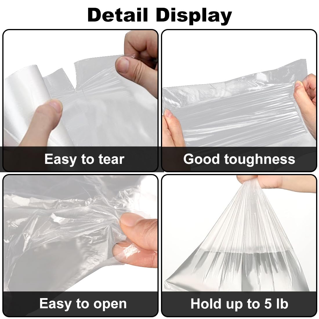 Food Storage Bags, 12” x 16” Clear Plastic Bags, Fresh-Keeping Produce Bags Roll for Food, Fruit, Vegetable, Refrigerator Storage, Kitchen, Supermarket, 1 Roll 350 Storage Bags