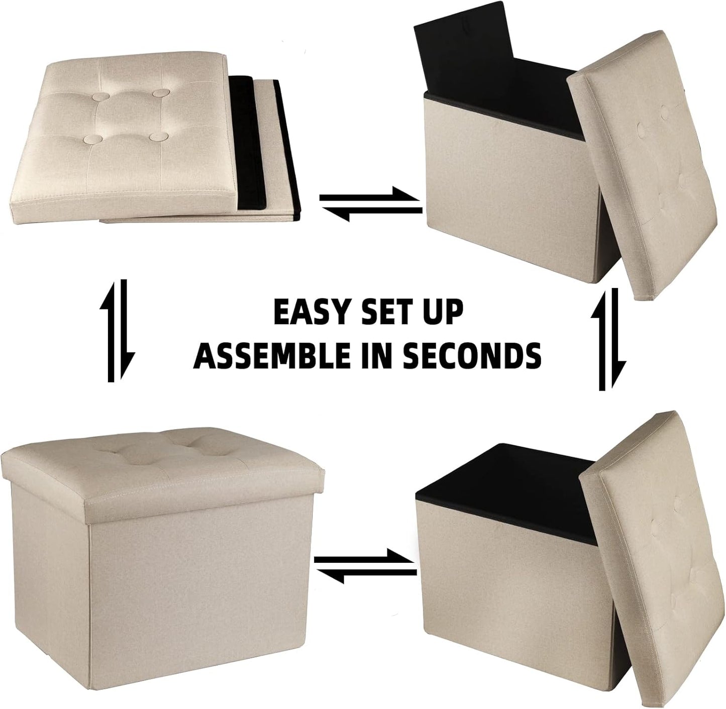 17x13x13inches ALASDO Ottoman Storage Ottoman Footrest Stool Foldable Foot Rest Footstool Bench for Living Room Beige