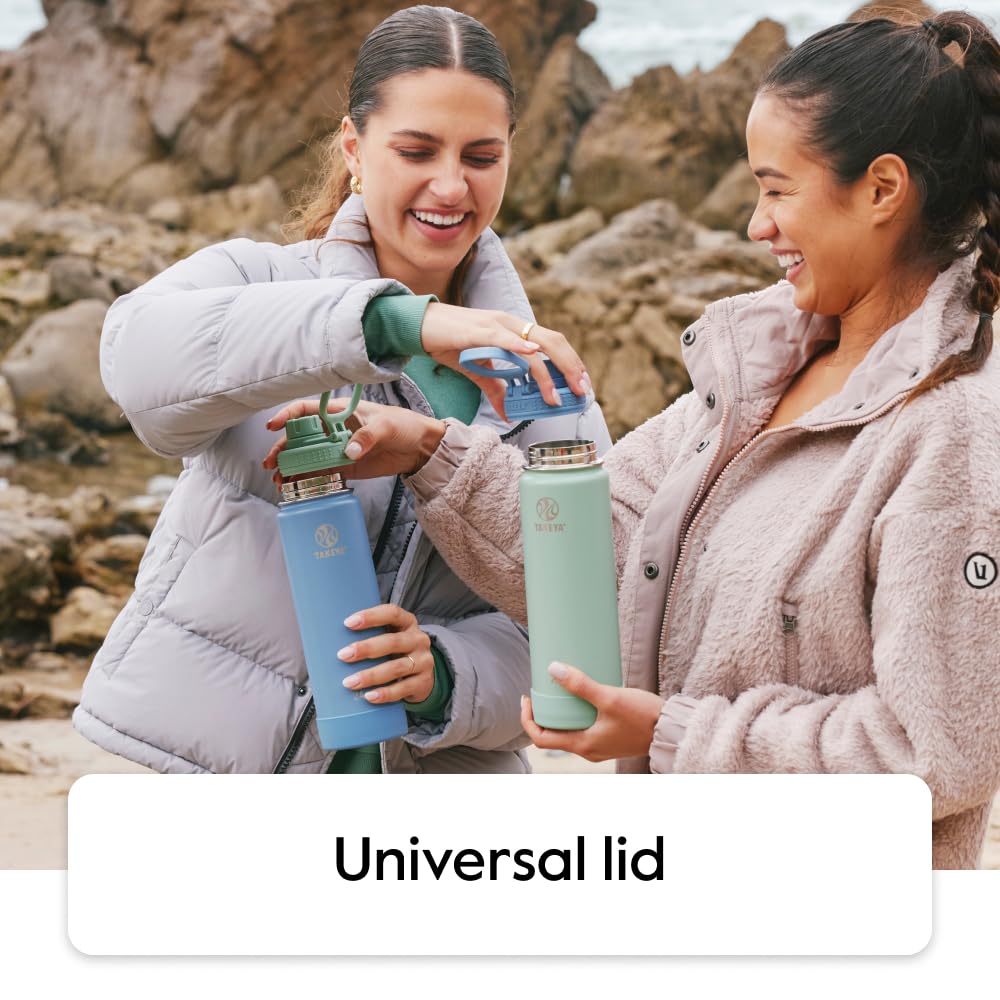 Takeya Actives Water Bottle with Spout Lid - Bottle with Double Stainless Steel Insulation - Dishwasher Safe & BPA-Free - Bottle with Spout Lid & Removable Bumper - 24 oz, Mystic Blue