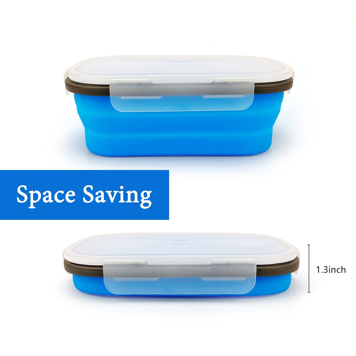 Lunbengo Collapsible Lunch Box Containers, Silicone Bento Box with Airtight Lid and 2 in1 Spoon & Fork, 1000ml Large Portion Reusable Silicone Food Storage Container, Microwave Dishwasher Safe