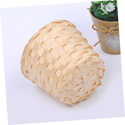 SAFIGLE Bamboo Desk Paper Wastebasket Straw Basket Weaving Organizer, Small Finishing Basket