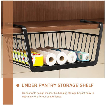 Zerodeko Under Shelf Basket - Hanging Wire Storage Baskets for Kitchen Pantry, Desk, Bookshelf Organizer