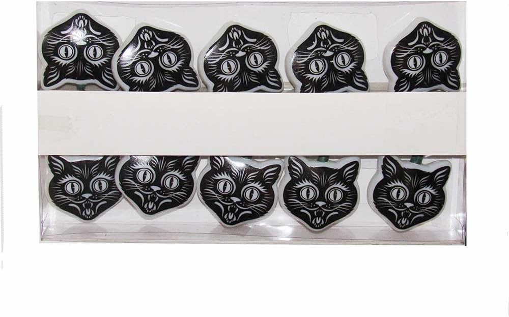Kurt Adler HW1724 10-Light Orange Flicker LED Black Cat Light Set