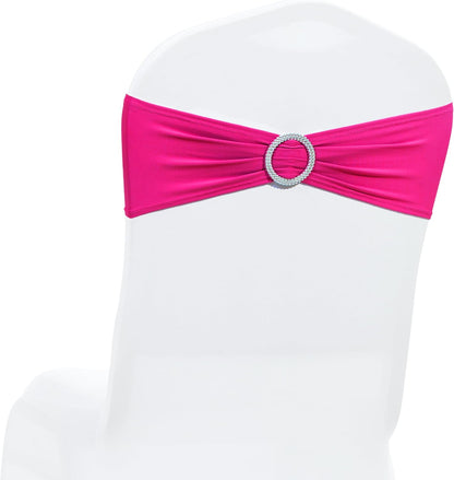 MDS Spandex Chair Sashes - Universal Elastic Stretch Bands with Buckle Slider Bow | Pack of 200 - Magenta