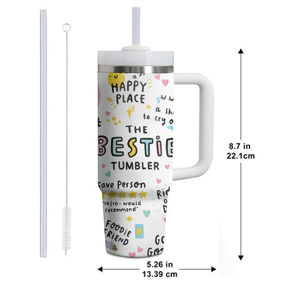 Gossby Bestie Gift for Women - 30oz THE BESTIE TUMBLER - Friend Tumbler for Women - Christmas, Birthday, Friendship Gifts - Funny Best Friend Gift - Stainless Steel Insulated Travel Mug with Handle