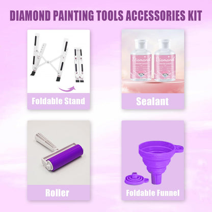 Qlonry 150 Pcs All Inclusive Diamond Painting Tool Kit Diamond Art Accessories Kit Including A4 LED Light Pad Kit,Bracket,Convex Point Design Storage Box,Painting Pen for DIY Craft