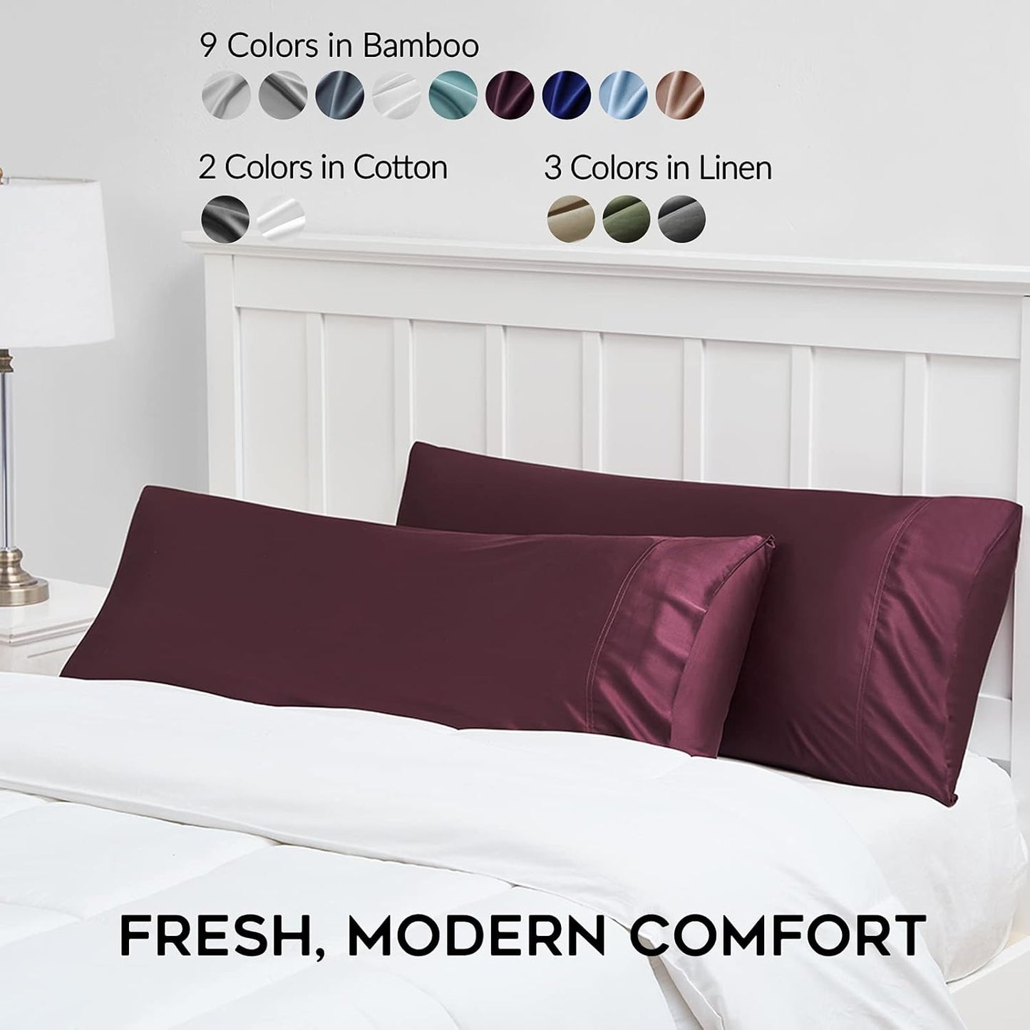 YnM Cooling Pillowcase 2 Pack, King Size (21''x40''), Burgundy