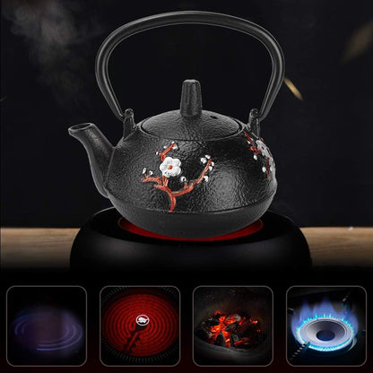 Teapot Stovetop Tea Kettle with Infuser, Uncoated Japanese Cast Iron, Black, 10 oz