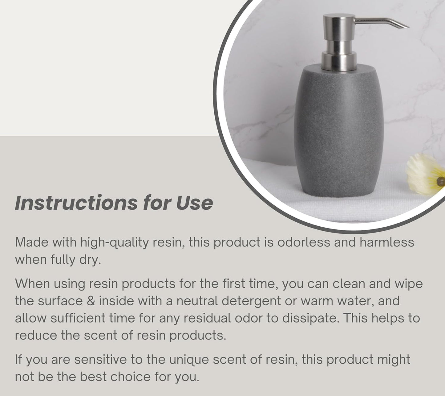 12 Oz, 2 Sets Clasin Home Sandstone Textured Resin Soap Dispenser with Metallic Pump and Waterproof Bottle Labels