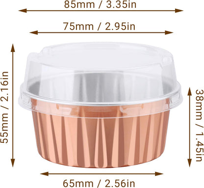 EUSOAR Disposable Baking Cups, 5oz 50pcs Foil Ramekins, Aluminum Muffin Liners with Lids