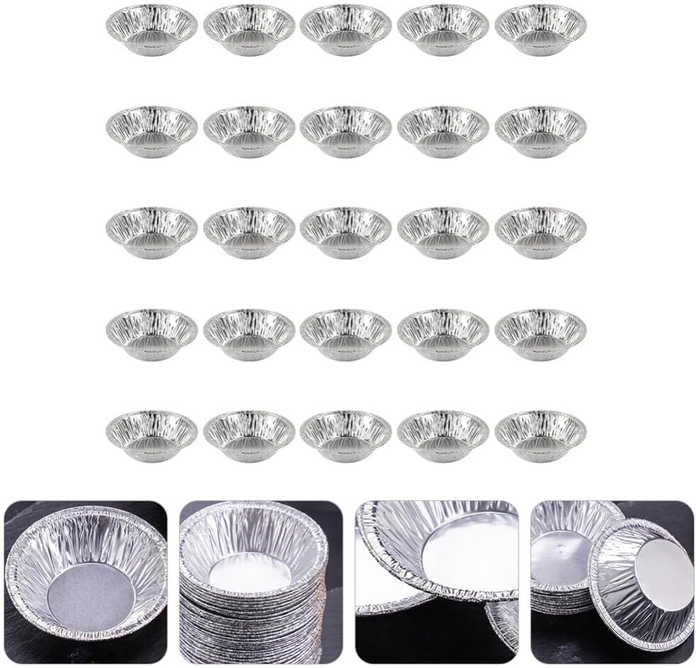 Kichvoe 250pcs Disposable Egg Tart Molds, Round Nonstick Mini Pie Pans, Aluminum Foil Bakeware for Cupcake, 2.7 Inch