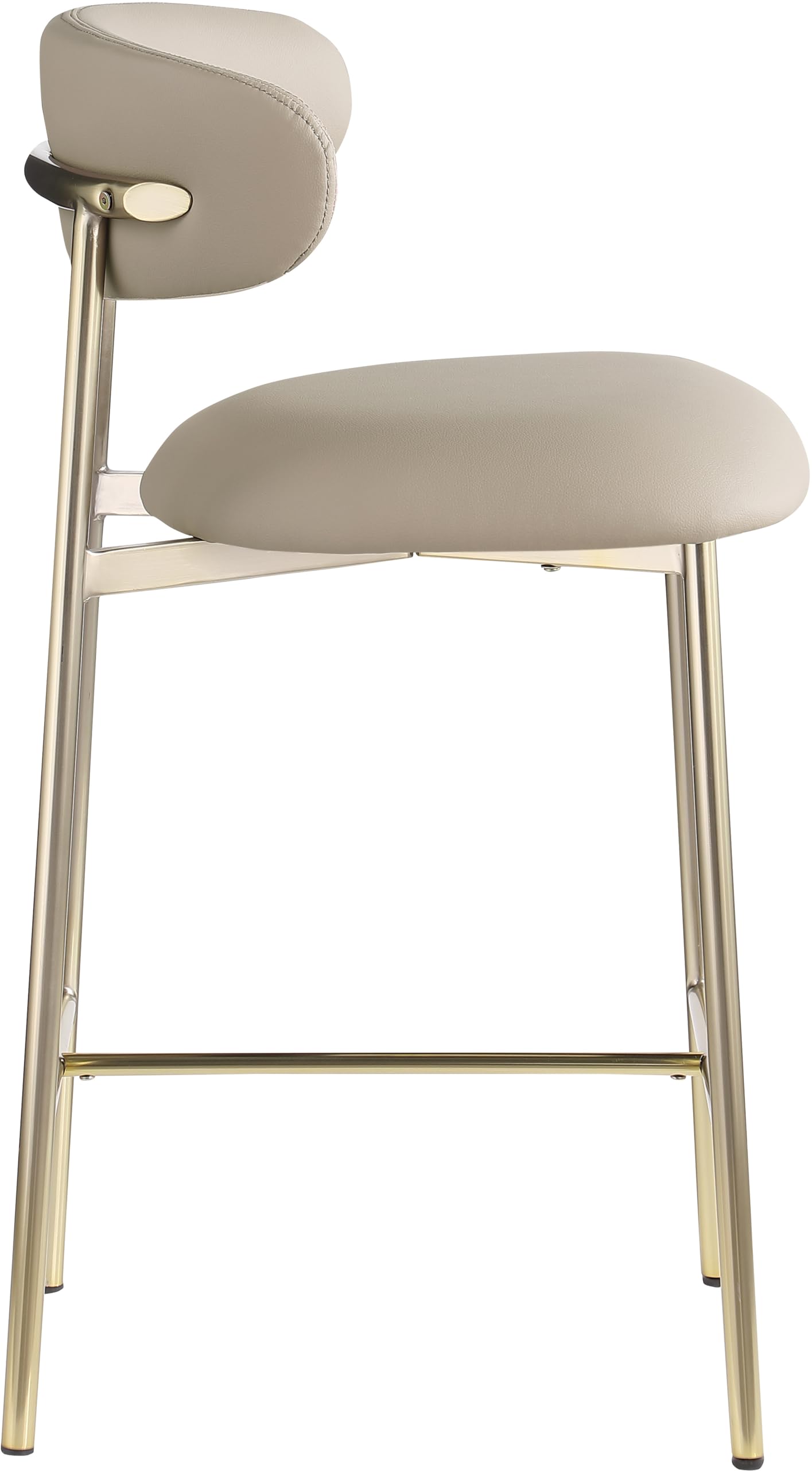 Meridian Furniture 995Taupe-C Lupita Collection Modern | Contemporary Counter Stool with Soft Taupe Vegan Leather, Brushed Gold Metal Frame, 20.5" W x 19" D x 36" H, Taupe, Set of 2