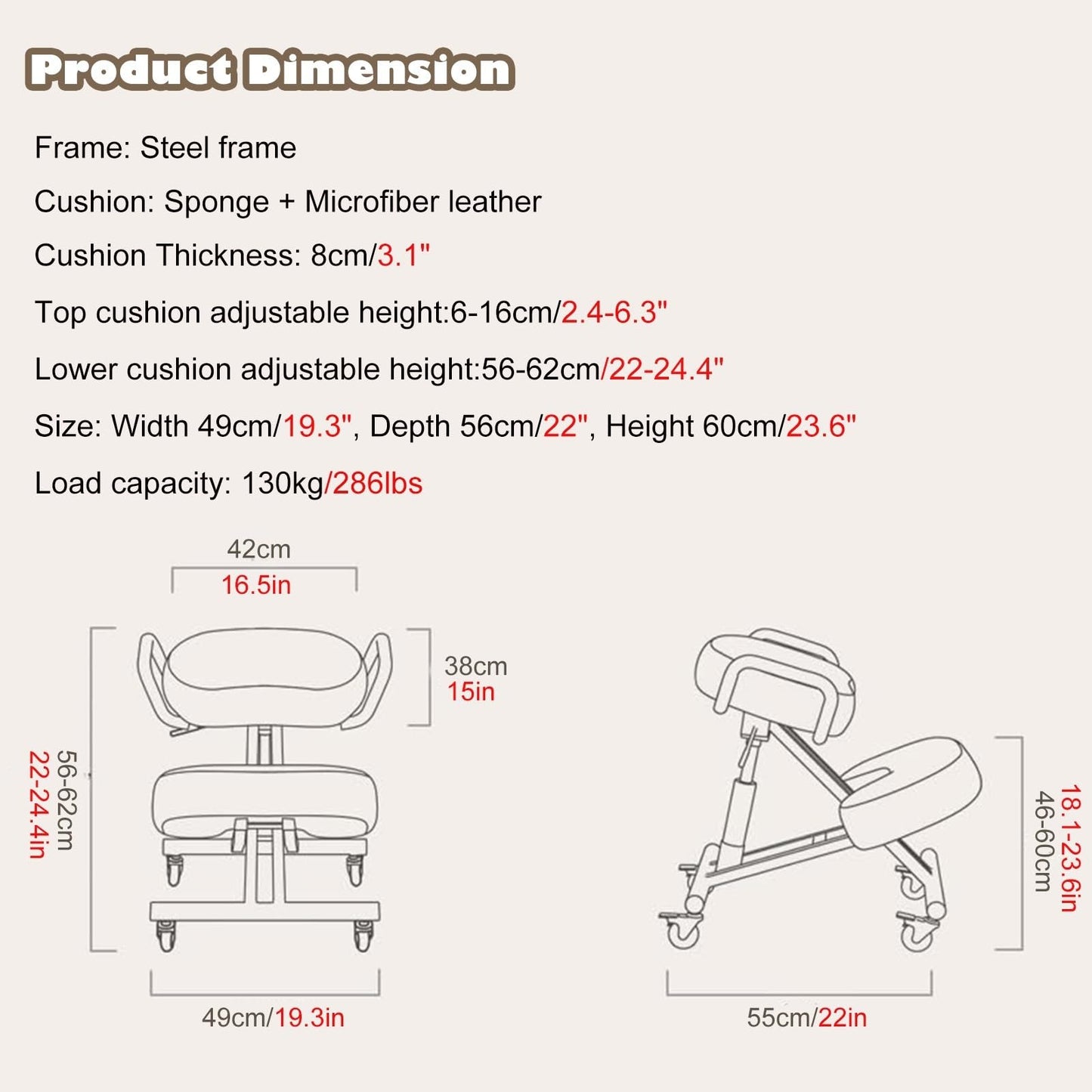 GenSDH Desk Kneeling Chairs Posture Chair for Desk - Ergonomic Chair Kneeling Chair with Arm - Posture Chair for Computer Workers Yoga Lovers Meditation Fana