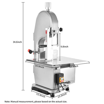 1500W Electric Bone Saw Machine Commercial Electric Meat Bandsaw for Butchering, 18.8" x 14.9" Workbench, 0.4-7.1 Inch Cutting Thickness, Table Sawing for Cutting Rib, Frozen Meat with 5 Saw Blades