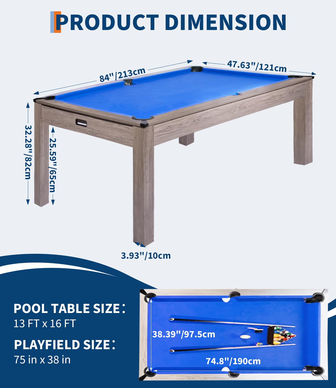 Garvee 7FT Professional Pool Table Set for Adults, Billiard Table Set with Complete Accessories - Rustic Grey Game Table with Black Cloth,Ideal for Home Game Room & Parties