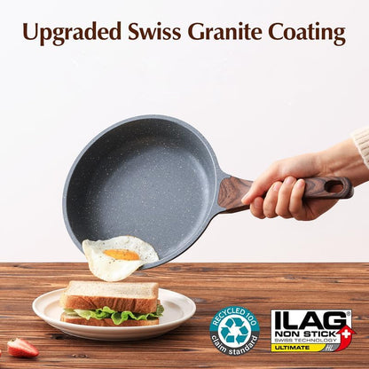 SENSARTE Nonstick Frying Pan - Healthy Omelet Skillet with Glass Lid | 8-Inch PFOA Free Cookware
