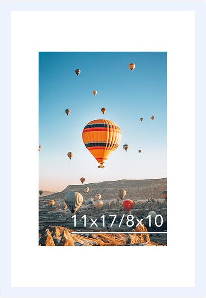 JCJMY 11x17 Picture Frame - White Wall Hanging Frame with Shatter-Resistant Plexiglass | Includes 8x10 Mat