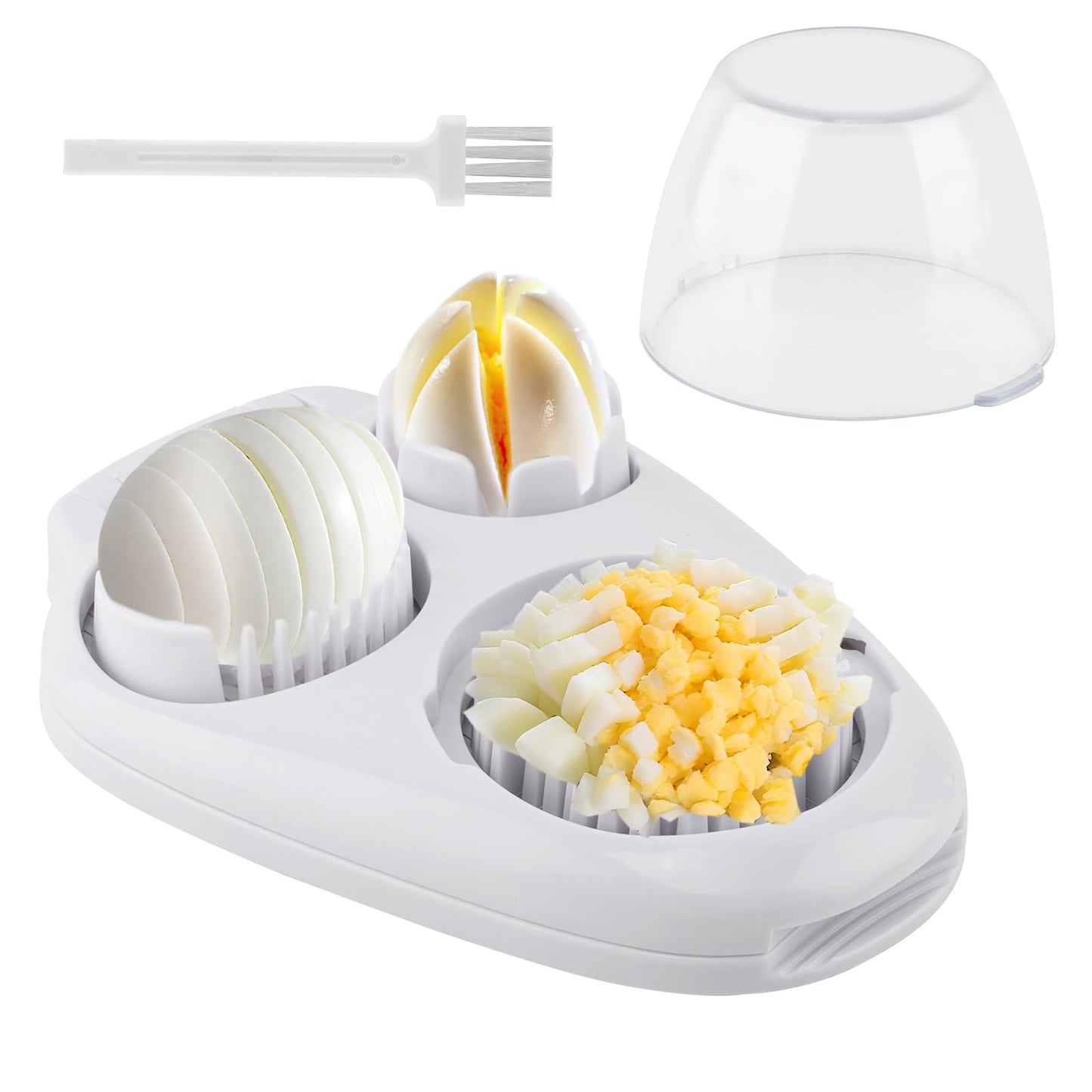 3-In-1 Egg Slicer for Hard Boiled Eggs,Stainless Steel Egg Cutter with 3 Cutting Modes,Multipurpose Kitchen Gadget,Dicer for Butter Strawberry,Mushroom,Banana,Cherry,Tomato