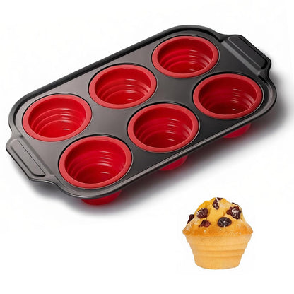 YiYeraio Silicone Muffin Pan, 6 Cups Muffin Pans for Baking with Metal Frame, Cupcake Pan, Egg Bite Molds, Muffin Tin Tray Easy to Pop Nonstick Non Toxic Bakeware for Oven
