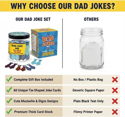 DEARMINE 60 Dad Jokes Cards Jar, Funny Birthday Gift for Dads from Daughter, Stocking Stuffers, Christmas White Elephant Gifts for Adults, Men Granpa Gift, Funny Gag Gifts for Men
